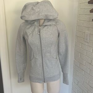 Lululemon – pale gray scuba, zip front hoodie, athletic jacket